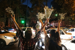 People gather during a protest for Mahsa Amini, who died after being arrested by morality police allegedly not complying with strict dress code in Tehran, Iran on October 1st 2022.Thousands of Iranians have taken to the streets over the last two weeks to protest the death of Mahsa Amini, a 22-year-old woman who had been detained by the morality police in the capital of Tehran for allegedly wearing her mandatory Islamic veil too loosely.