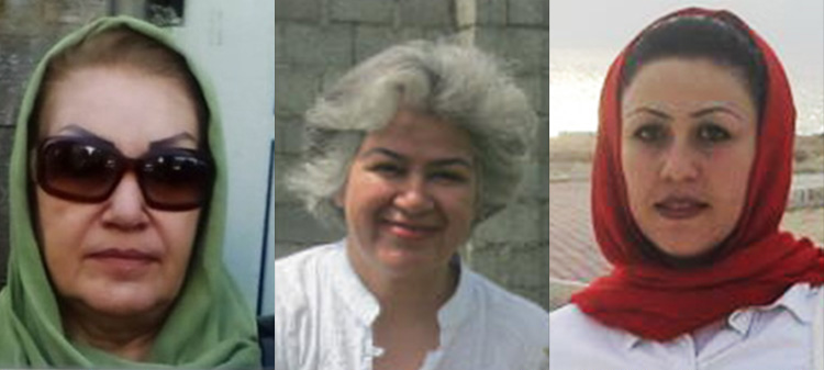 From right to left: Political prisoner Maryam Akbari-Monfared, civil rights activist Mansoureh Behkish, and Raheleh Rahemipour, who lost several family members in the 1980s after they were executed.