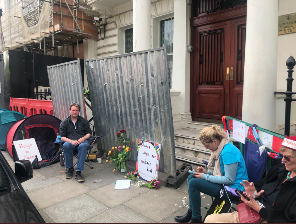Richard Ratcliffe has been camped outside the Iranian embassy in London on hunger strike for the freedom of his wife, Nazanin Zaghari-Ratcliffe, since June 15, 2019.
