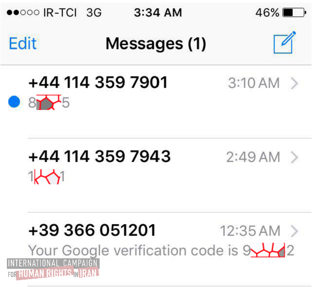 This screens shot shows an example of received messages from Telegram and Google that users did not request, but rather were requested by hackers.