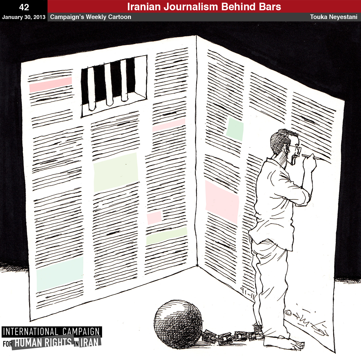 Cartoon 42: Iranian Journalism Behind Bars – Center for Human Rights in Iran