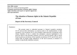 Report of the Secretary General on the Situation of Human Rights in Iran – 2010